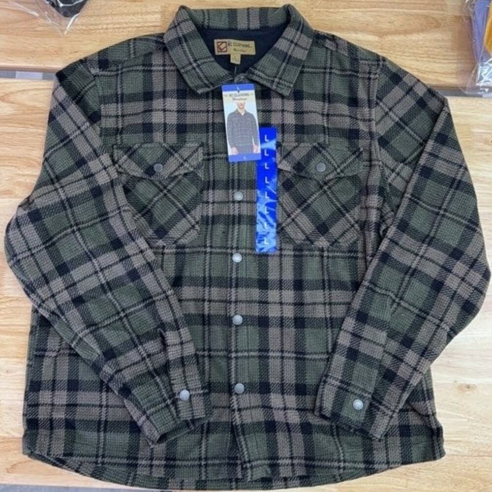 NWT BC Clothing Men's Plaid Shirt Size L
